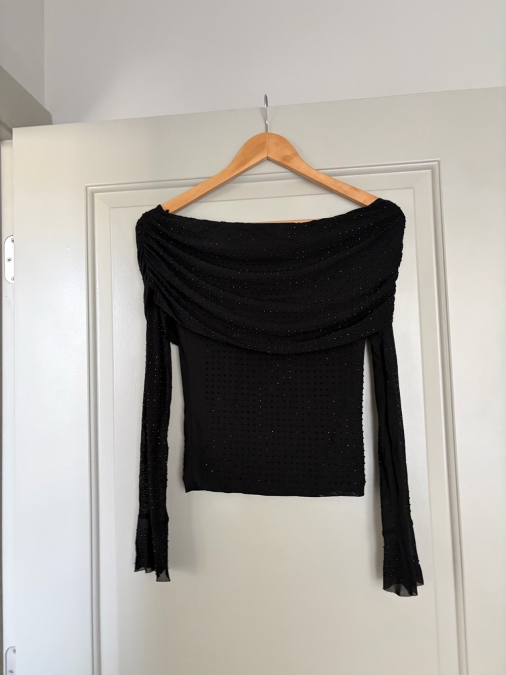 Forever 21 Black Off-The-Shoulder Sparkle Sweater